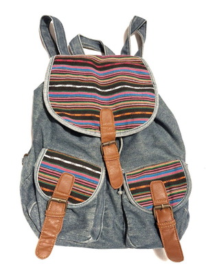 Vintage denim backpack used