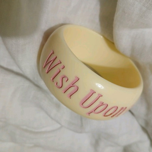 Wide bracelet with Wish upon a star message like new, beige and pink