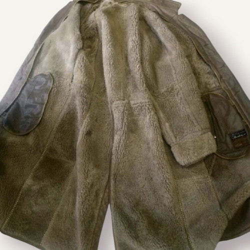 Leather vintage coat used, size XL, brown
