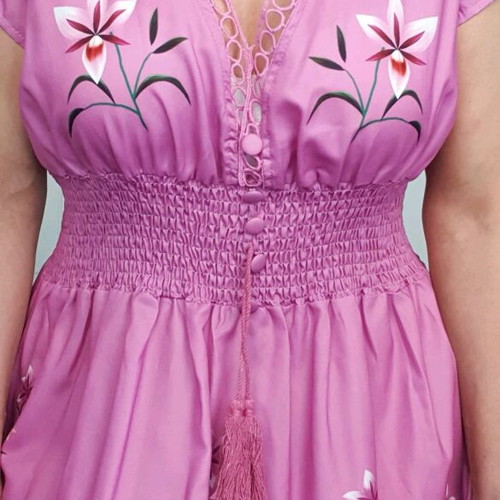 Pink Boho Floral Maxi Dress size M like new