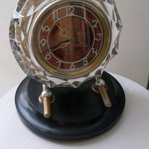 Mayak wind-up table clock used with mineral crystal 1980