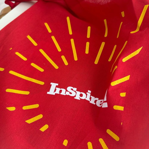 Inspire cotton shoulder bag new, red and yellow