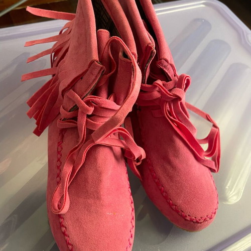 Felt ankle boots unused size medium 37-38 pink like new