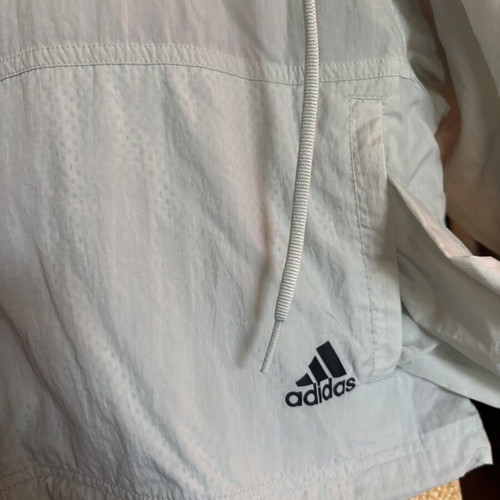 Adidas waterproof windbreaker jacket with hood, new, black and turquoise