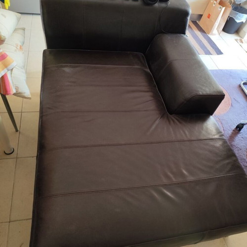 Leather sofa used, genuine leather, 1.60x1.10 m
