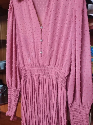 Zara dress new, dusty apple color with crystal buttons and elastic