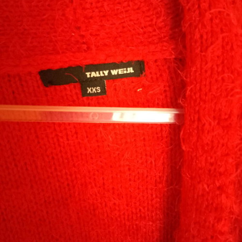 Red fluffy Tally Welly cardigan XXS like new with pockets