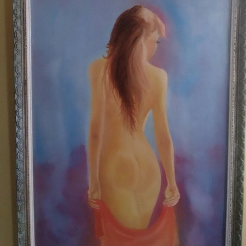 Oil painting on canvas used, nude theme, size 50x70
