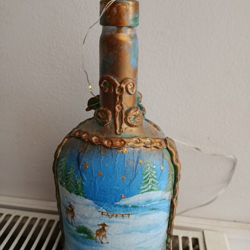 Decorative bottle handmade with lights like new