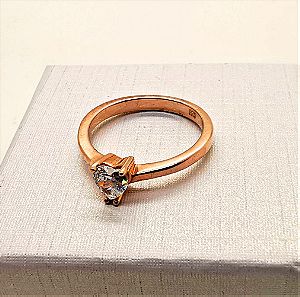 Δαχτυλίδι ασήμι 925 σε ροζ χρυσωμα με πετρα καρδια στο νουμερο σας σε συσκευασια δωρου