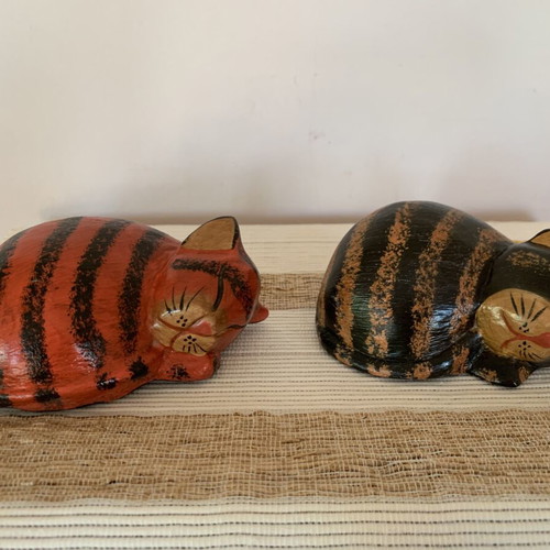 Decorative Sleeping Cat Set, Handmade, New