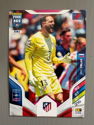 Jan Oblak Atletico Madrid Panini FIFA Adrenalyn 365 card used 2025-26