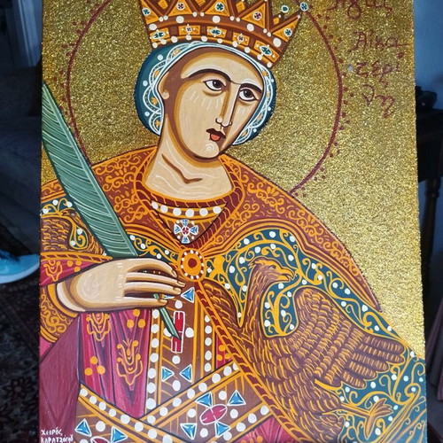 Icon of Saint Catherine like new, traditional egg tempera
