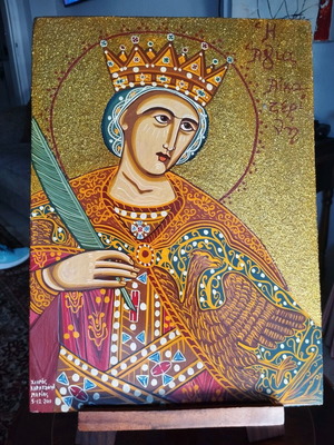 Icon of Saint Catherine like new, traditional egg tempera