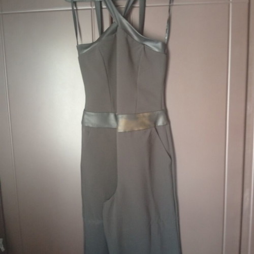 Black backless jumpsuit with leather straps like new, size S