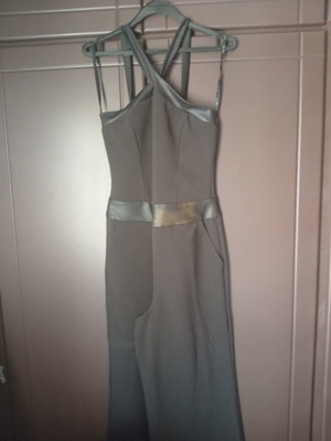 Black backless jumpsuit with leather straps like new, size S