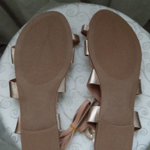 Luigi leather flat sandals new, gold color