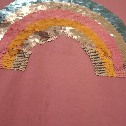 Name It short-sleeve girls' t-shirt used, pink with rainbow sequins