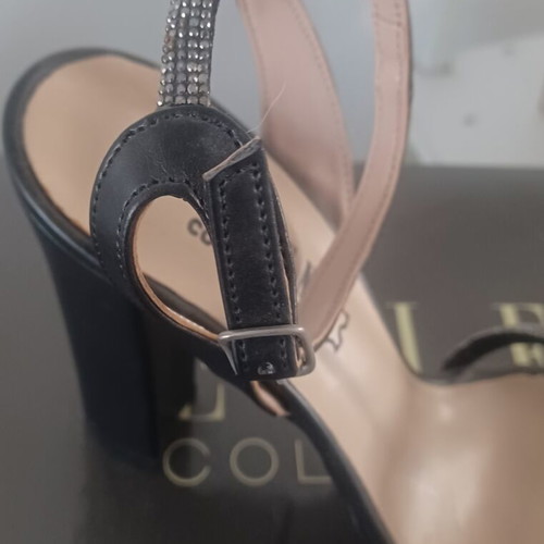 Ellen black sandals with rhinestones new, size 38, 9.5 cm heel