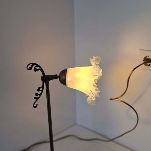 Bronze table lamp used with white Murano Franco Luce glass