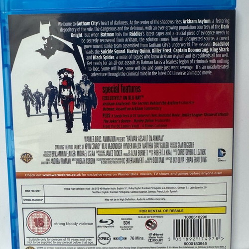 Batman Assault On Arkham Blu-Ray like new, English subtitles