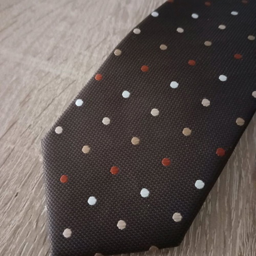 Men's tie brown with dots 100% silk like new