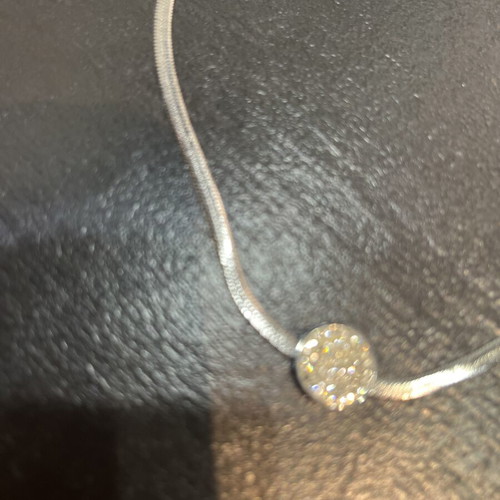 Stainless steel necklace with extension like new, silver