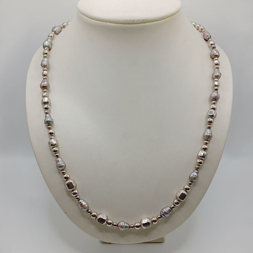 Moonlight Pearls silver 925 necklace with gray pearls new