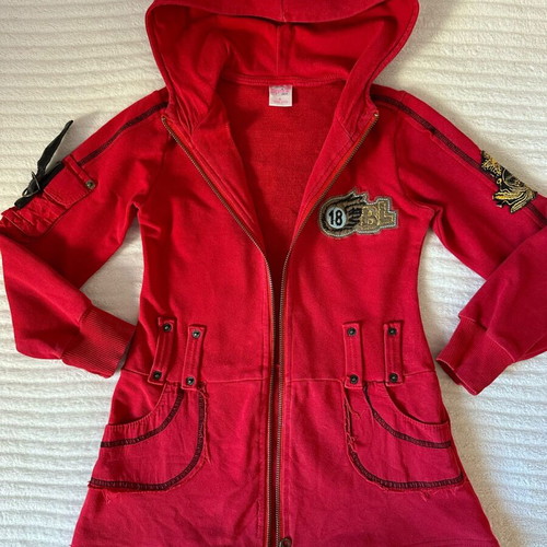 Sprint long cardigan used, red, size 6 years, 122 cm