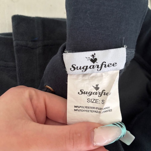SugarFree pants used, size S, dark turquoise with missing gold lace