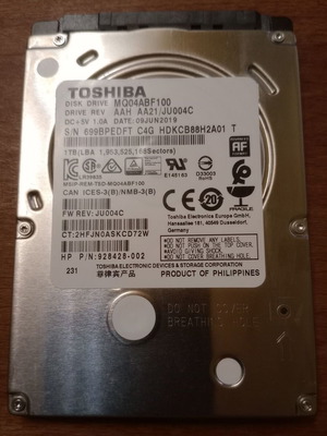 Toshiba 1TB HDD drive, 100% health