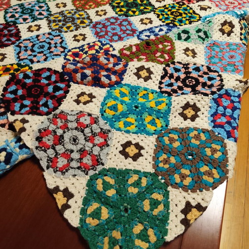 Wool Handmade Knitted Throw Blanket used 160x180 cm