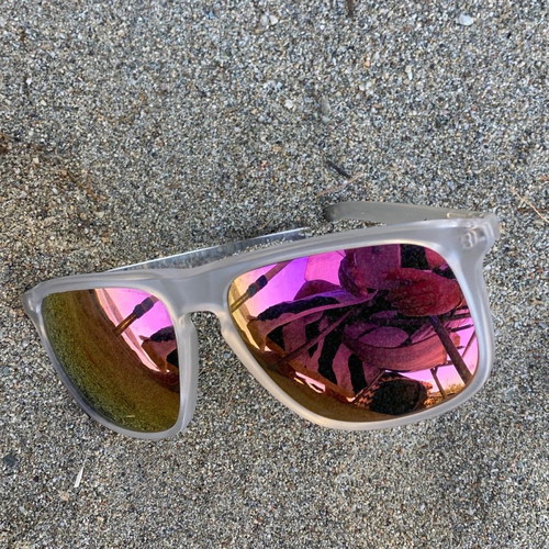 Glamsung Dance sunglasses used, transparent frame, fuchsia mirror lenses