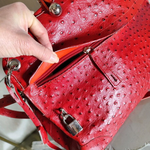 Leather vintage shoulder and handbag red like new Italy