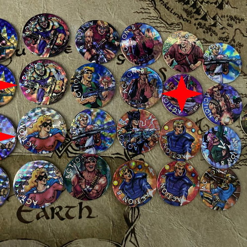 Action 8 collectible tags used, pack of 22, 1990s Greek edition