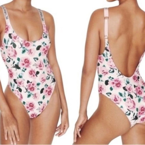 Victoria's Secret swimsuit with roses design open back new size S
