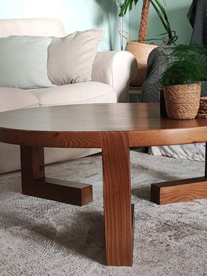 Round handmade coffee table solid wood, new