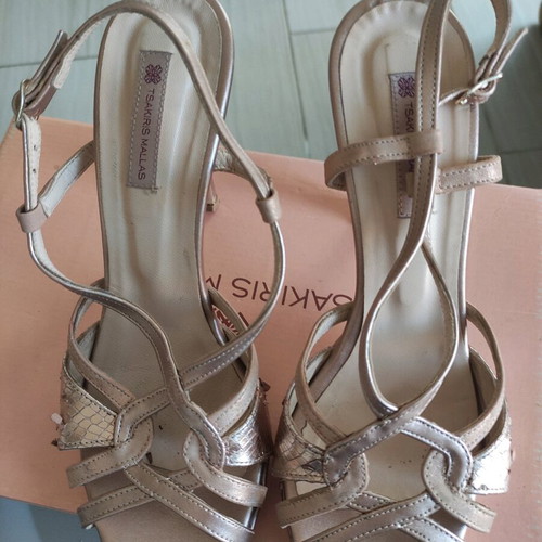 Tsakiris gold sandals used, size 39, with wear marks