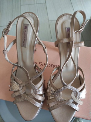 Tsakiris gold sandals used, size 39, with wear marks