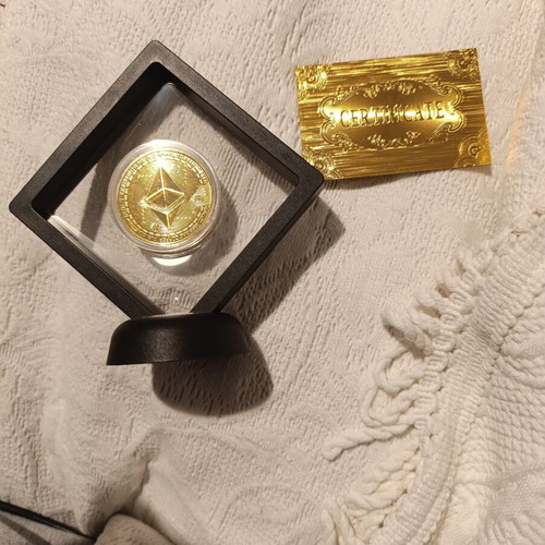 Ethereum collectible gold coin new in black case 11cm height