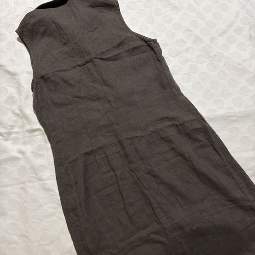 Vintage linen midi dress brown size M like new