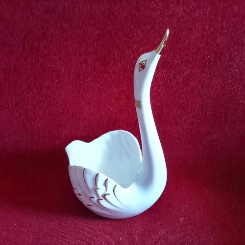 Porcelain Swan Candy Vase, 22x15x13 cm, 1970