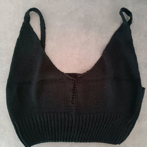 Summer knitted crop top blouse like new, size M black