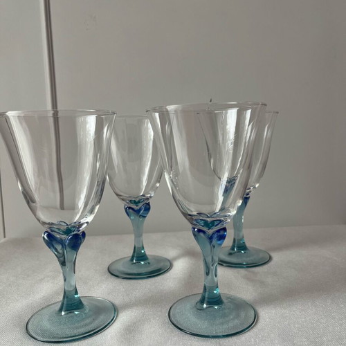 Vintage Arc France Reflet Marine Glasses set of 4 used