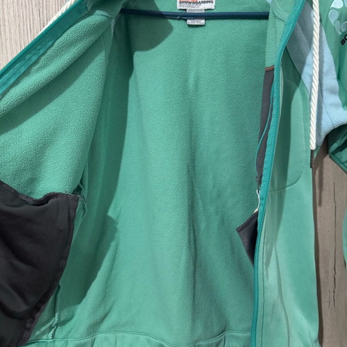 Bonfire women's fleece jacket used, green and turquoise