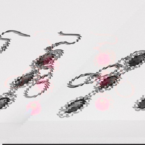 Σκουλαρίκια με κόκκινα πετράδια σαν καινούργια, ασημί