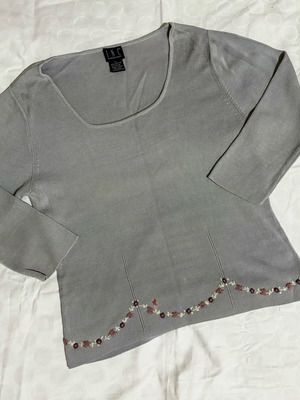 I.N.C vintage blouse like new, gray, size M with 3/4 sleeves