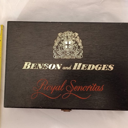 Benson & Hedges Royal Señoritas cigar box used, wooden, 1950s