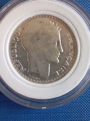 Silver French coin 10 francs 1930 used