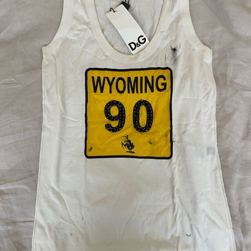 Dolce & Gabbana vintage tank top new, size M, white and yellow